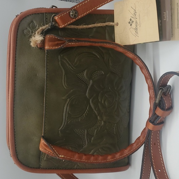 Patricia Nash Handbags - NWT Gorgeous Sage Patricia Nash Tooled Italian Leather Handbag